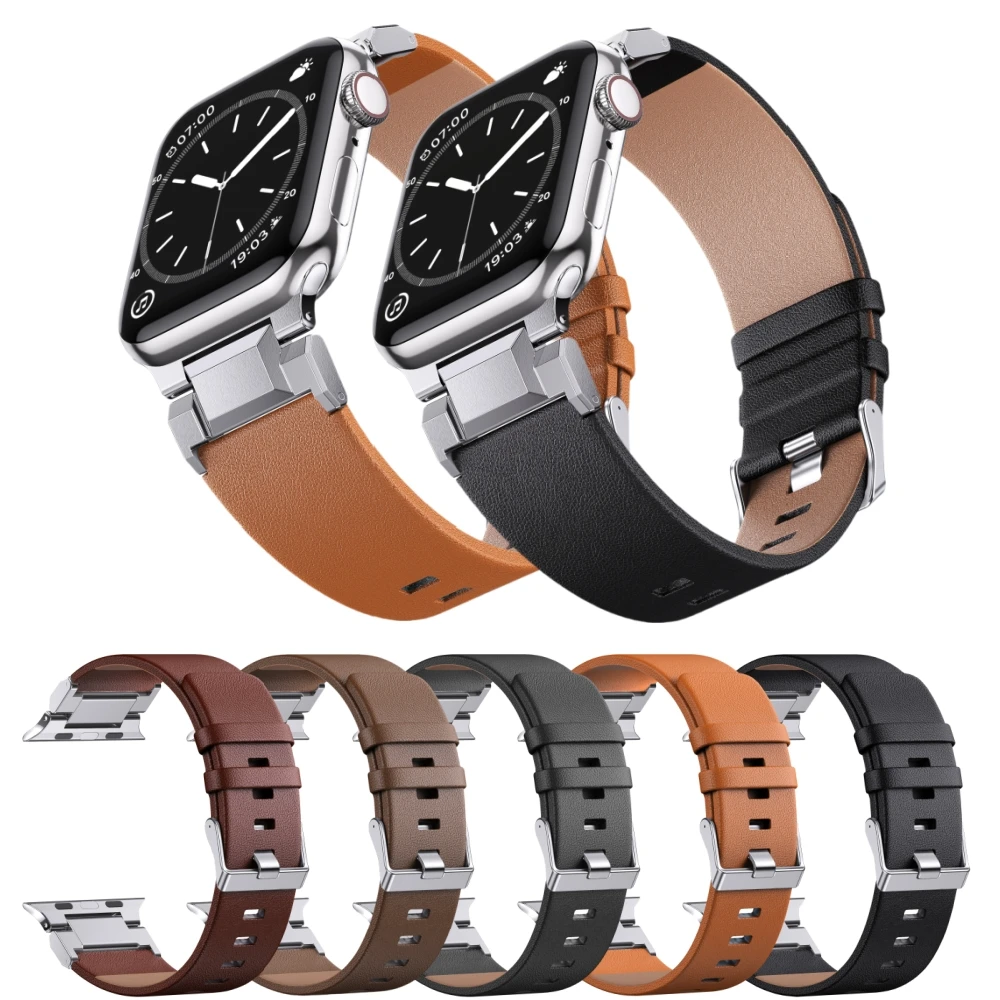 

Leather Strap For Apple Watch 44mm 45mm 46mm 49mm 42mm Hight Quality Watchband Compatible With Iwatch Serise 8 7 9 10 Ultra 6 SE