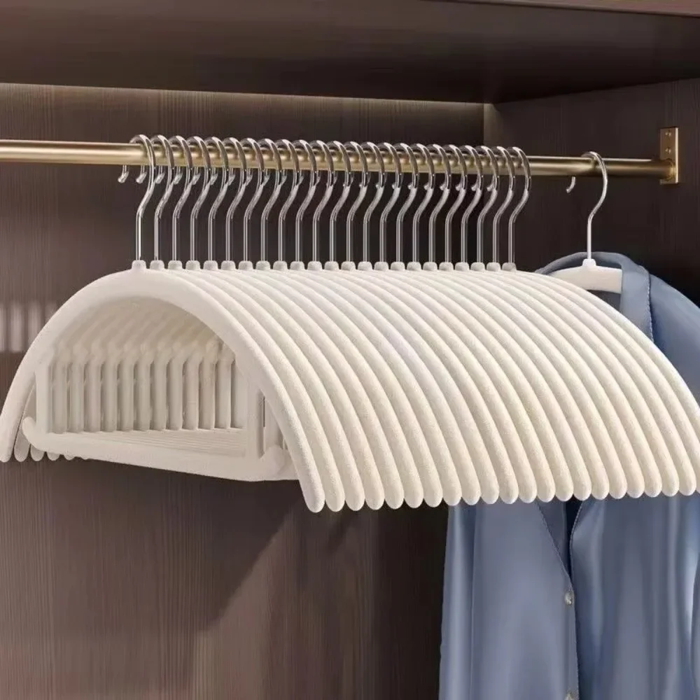 plush-semi-circular-anti-slip-clothes-hangers-with-seamless-shoulder-design-for-wardrobe-organization