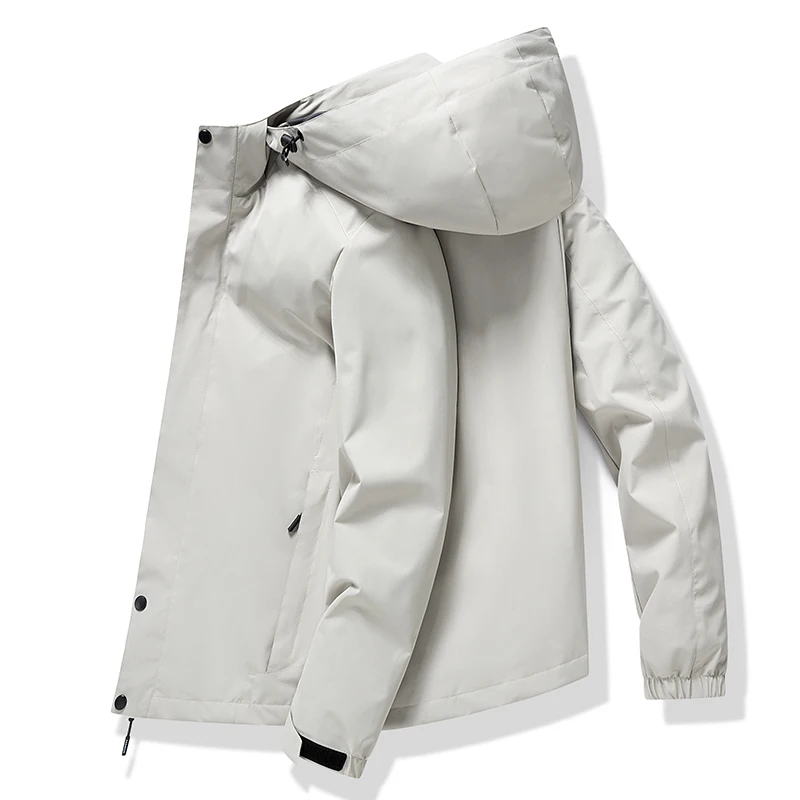 Men's Solid Spring Autumn Hooded Button Pockets Zipper Long Sleeve Cardigan Jacket Coats Casual Loose Office Lady Vintage Tops