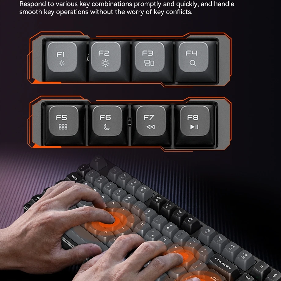 Meetion MK14 75% configurazione-tastiera meccanica wireless a tre modalità copritasto PBT a tre pin a colori-chiave completa RGB sostituibile a caldo Nuovo