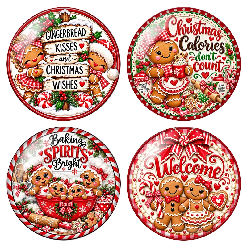 Christmas Red gingerbread man Kissed and Wishes 12mm/18mm/20mm/25mm Round Photo Demo Glass Cabochon Flat Back Making Fittings