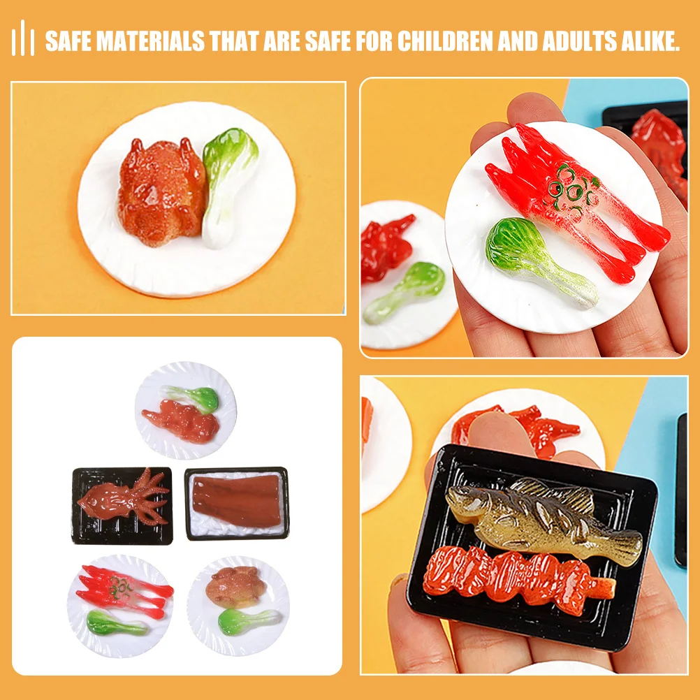 5 Stücke Simulierte Chinesische Lebensmittel Harz Gefälschte Lebensmittel Ornamente für Miniatur Küche Szene Dekor Kreative Handwerk Schmücken Sammlung Display