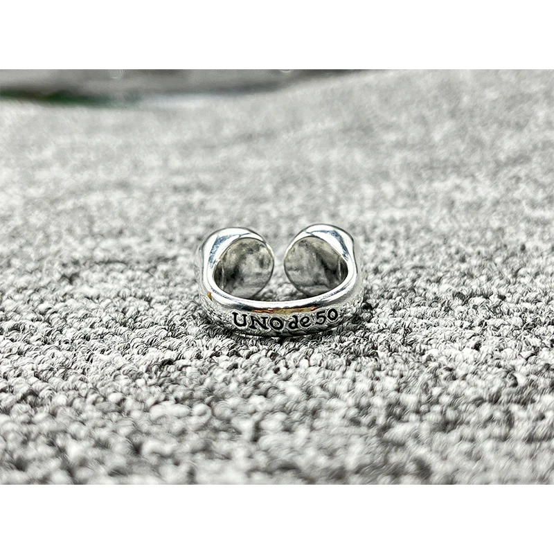 Popular Spanish Unique Daily Casual Style Silver Geometric Open Ring Neutral Style Accessories Give Friends Holiday Gifts