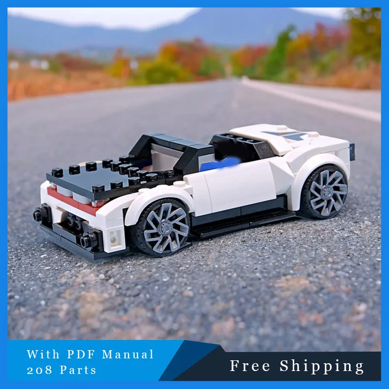 208 PCS Creative Cool White Speed Sports Car Technology Modular MOC Supercar Building Block Model Children Puzzle Assembly Gift