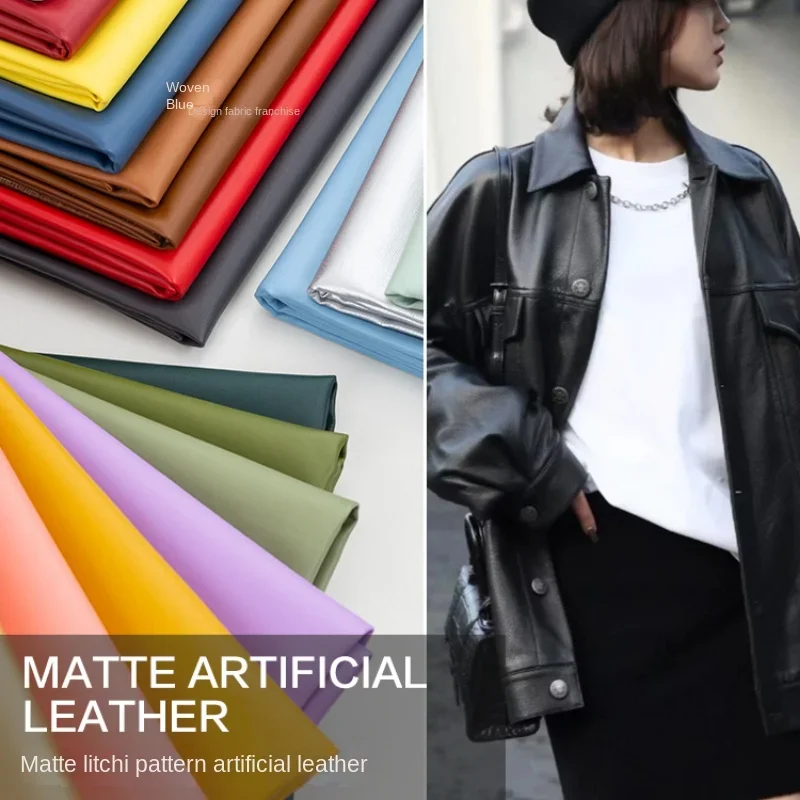 

Искусственная искусственная кожа, ткань из мягкого материала, матовая личи с рисунком для куртки, дизайнера одежды, шитье своими руками, оптовая продажа ткани