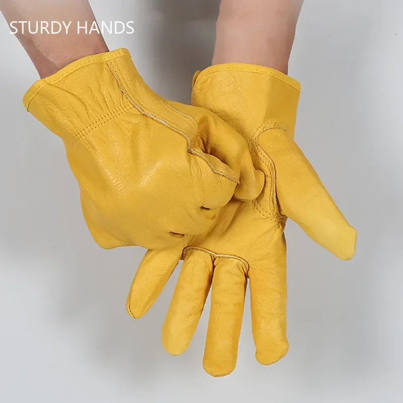 Electric Welder Cowhide Heat-insulating Work Gloves Kitchen Anti-scalding Gloves Outdoor Coldproof Protection Gardening Gloves