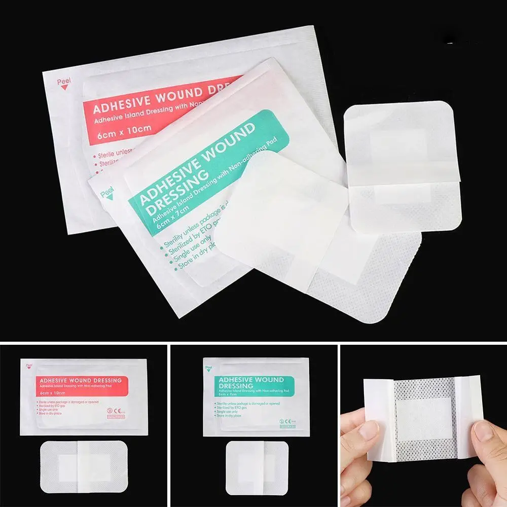 5/10Pcs 6x7cm 6x10cm Self-adhesive Aid Bandage Non-woven Breathable Large Wound Bandage Transparent Multi-sizes