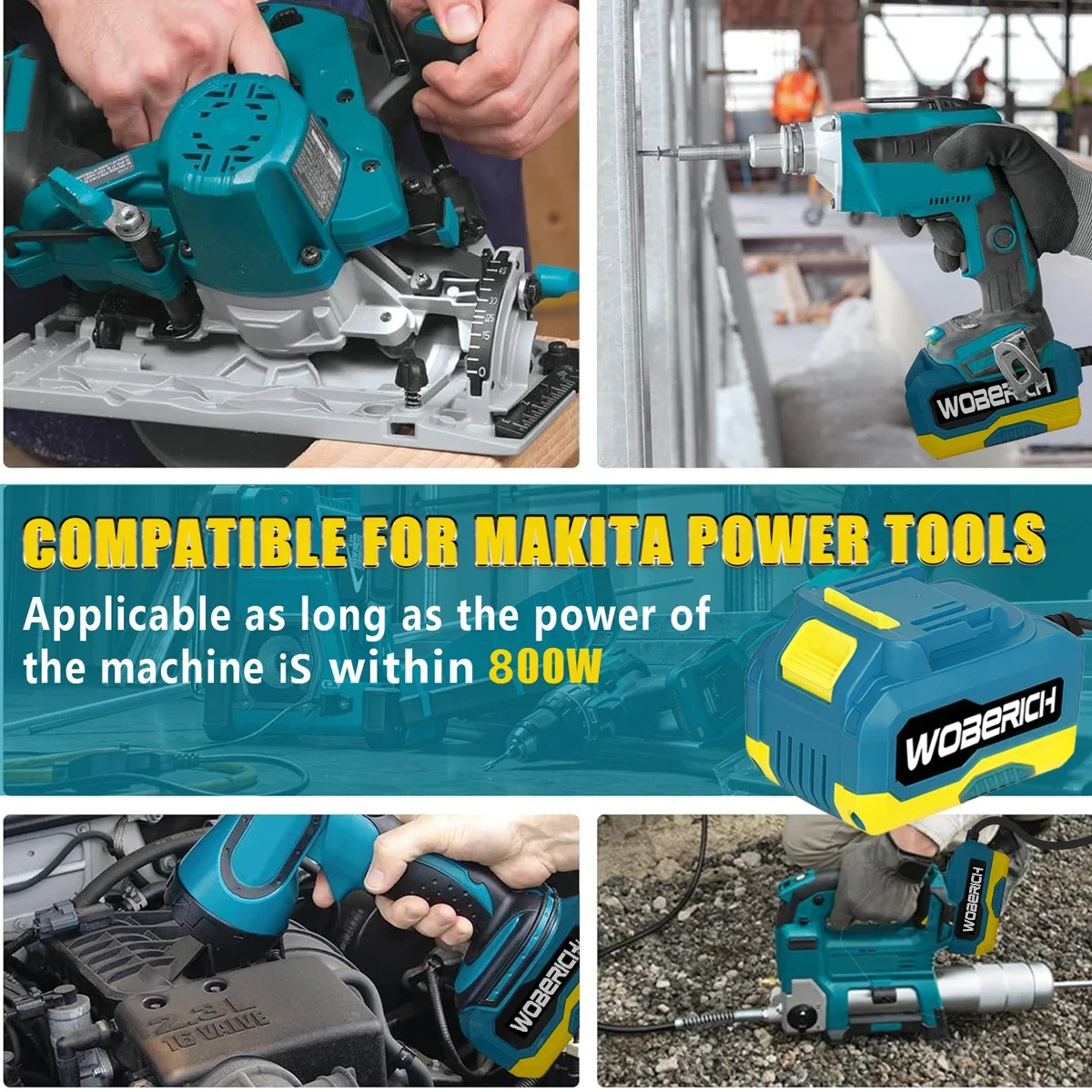 WOBERICH 800 W AC 220 V-20 V/18 VDC Netzteil-Konverter-Adapter für Makita 18 V Lithium-Akku-Werkzeug