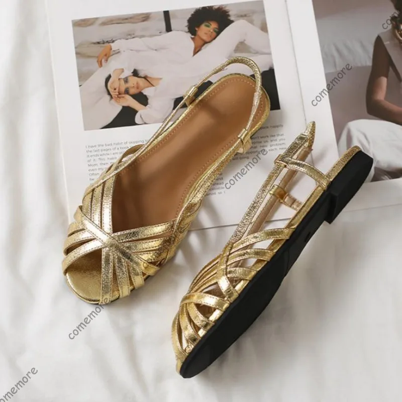 Gladiator Flat Sandals for Woman Open Toe Slingback Shoes Breathable Hollow Out Summer Beach Sandals 2026 Fashion Ladies Zapatos