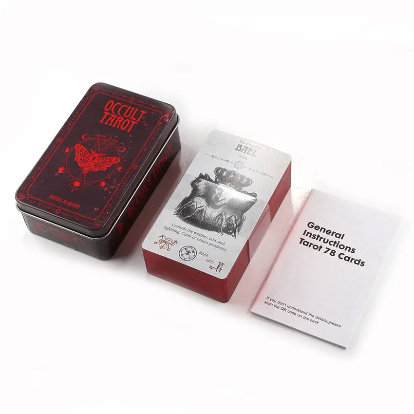 Occult Tarot Red Edge Iron Box 10.3x6 cm Card Game