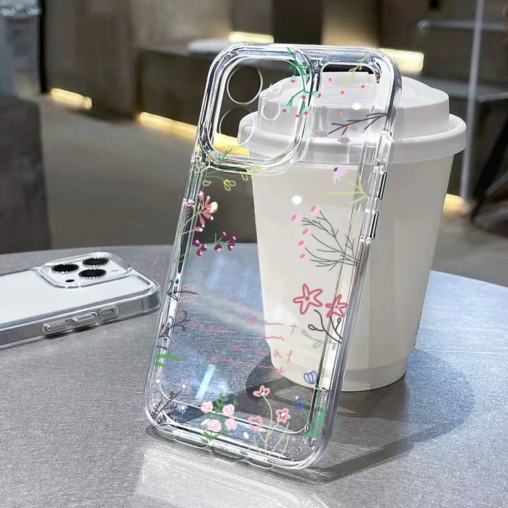 Flower Cherry Case For iPhone 17 Pro Max Cases iPhone 11 15 12 13 14 16 Pro Max Air 16e X XR XS Max Soft Transparent Funda Cover