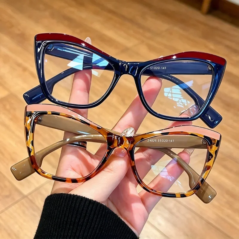 Vintage Women Cat Eye Glasses Frame Anti Blue Light Lens Eyeglasses Tortoise Shell Frame Fashion Trendy Decorative Eyewear