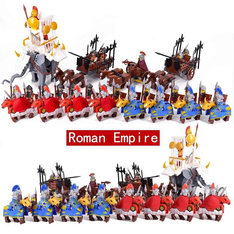 

Ancient Legion Building Set: 30+ Soldier Figures 3 Chariots 2 Elephants Colorful Helmets/Shields Battle Scene for Kids toys