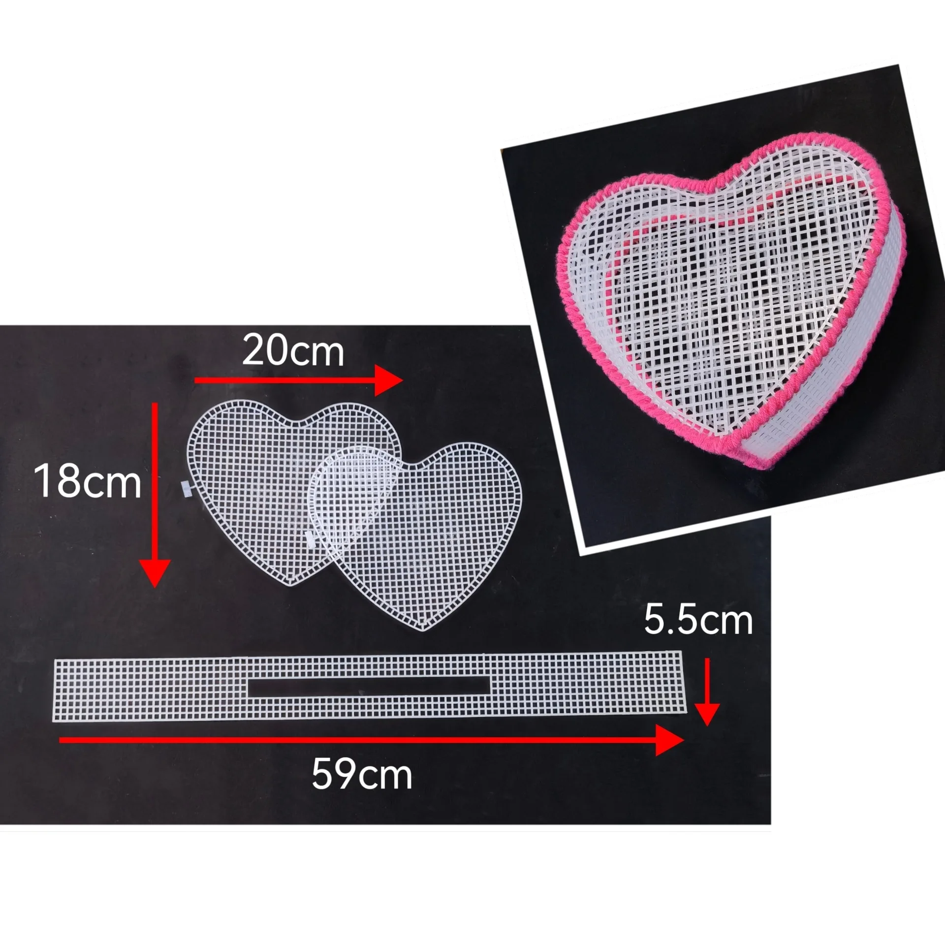 Weihnachts geschenk Herz stricken Weben Kunststoff Mesh Sheet DIY Nähen gewebte Tasche Zubehör Geldbörse Herstellung liefert Häkel projekte – Detail 6