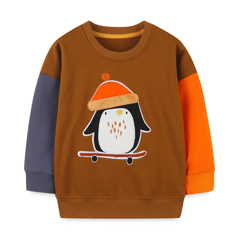 

2025 New European and American Style Children's Hoodie Autumn New Round Neck Cartoon Boys' Long Sleeve Hoodie Middle and Small T