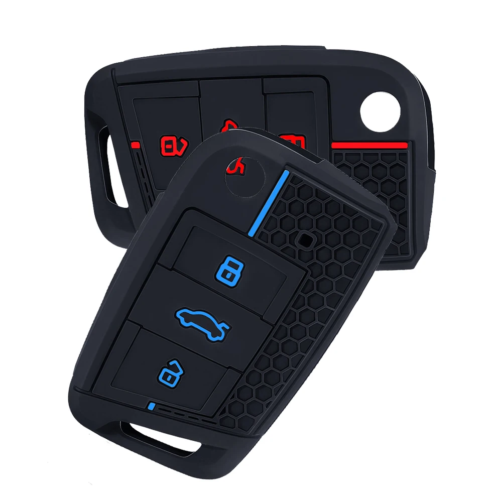 Funda de silicona para llave de coche compatible con VW Golf 7 Mk3 Lion Polo T-cross, funda plegable para Seat Toledo IV Ateca, para Skoda A7 Rapid 2021