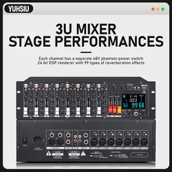 Professional Rack Mounted 9 Channel 3U Mixers Console With Built-in 128/24Bit DSP Effects For Home Audio Console Pure DJ Mixing