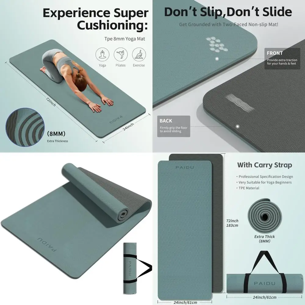 

Коврик для йоги из TPE толщиной 8 мм - сертифицирован SGS, нескользящий, без запаха, устойчивый к разрывам - подходит для йоги, пилатеса, медитации и тренировок