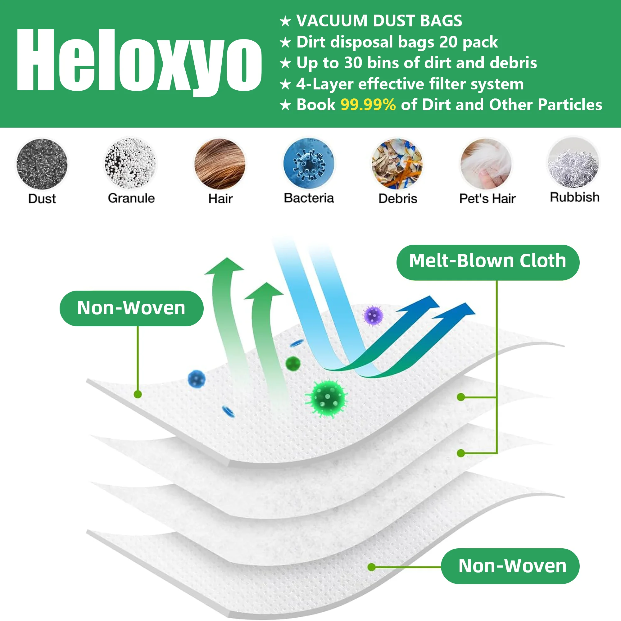 20 Packs Vacuum Bags Compatible with IRobot Roomba Clean Base I7, i7+, I8, i8+, I3, i3+, I4, i4+, I5, i5+, I6, i6+, J5, j5+, J6,