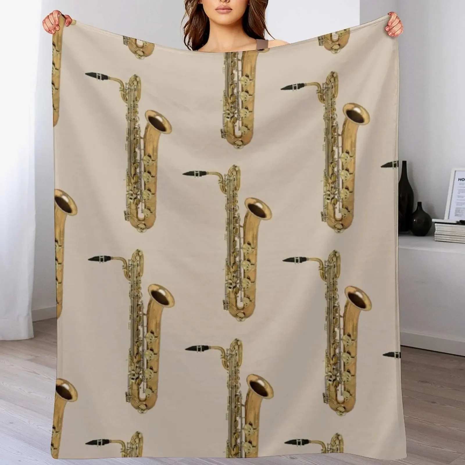 Big Baritone Saxophone Throw Blanket Soft Solid Color Blanket for Couch Bed