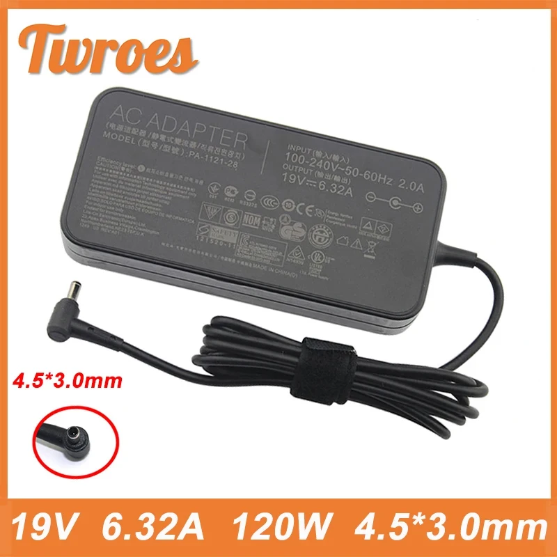 120W 19V 6.32A 4.5*3.0mm Laptop Adapter For ASUS ZenBook Pro PA-1121-28 ADP-120RH B ROG G501 G501J G501JW UX501J UX501V N501JW