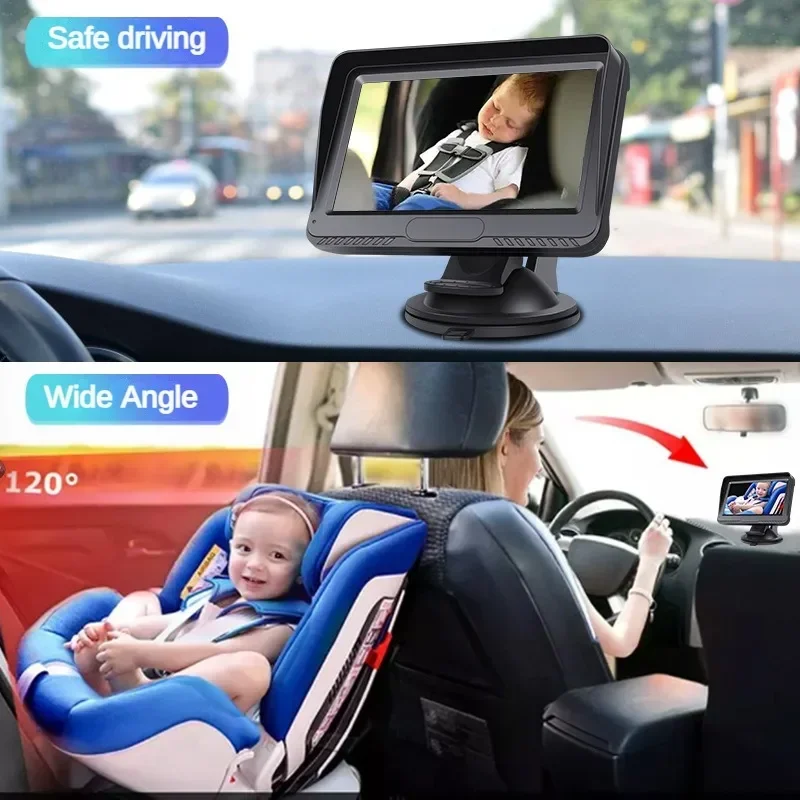 5-inch Baby Monitor HD 1080P Baby Car Camera Night Vision Safety Car Seat Rearview Mirror Camera Monitors Rearview Mirror