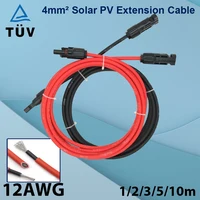 Cable de extensión Solar fotovoltaico con conector MC, Cable fotovoltaico fotovoltaico de 4 mm2 12AWG, Cable TUV para paneles fotovoltaicos, chaqueta roja y negra