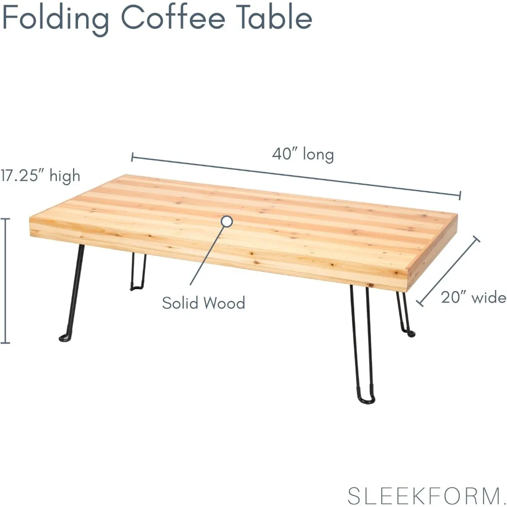 Compact Wooden Folding Coffee Table - Portable Light Wood Mini Desk for Small Spaces and Spas
