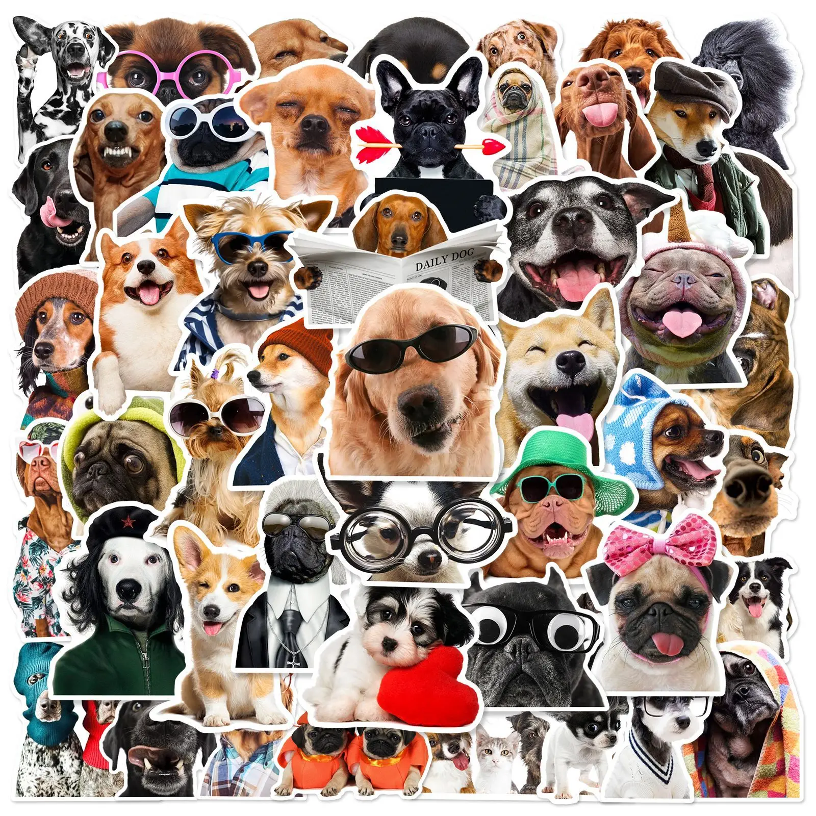 

50pcs Creative Funny Dog Series Graffiti Stickers Suitable for Helmets Desktop Wall Decoration DIY Sticker Pack Wholesale