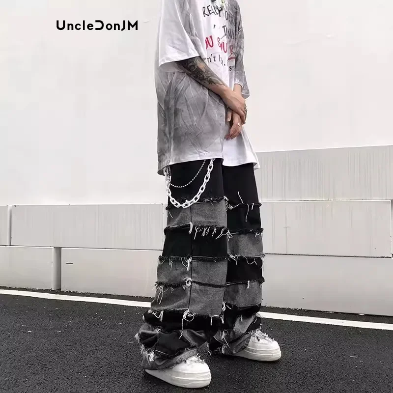 Tassel Baggy Jeans Men's Fashion Brand Pendant Wide Leg Hip Hop Lazy Wind Jeans Couple's Pants