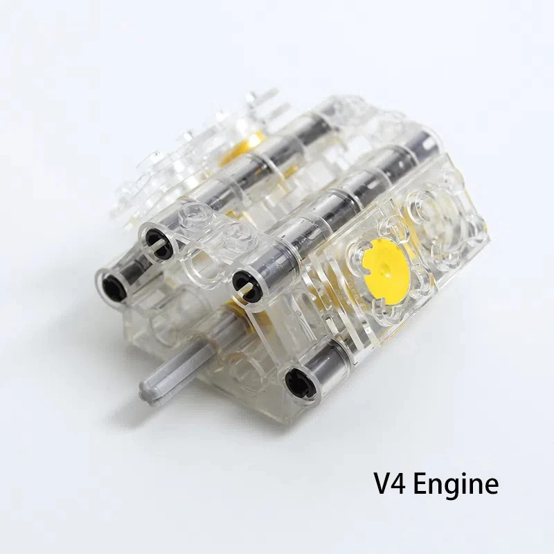 Bloques de construcción MOC, ladrillos de alta tecnología, motor V4, potencia de motor de 4 cilindros, juegos de piezas PF, coche de carreras modificado, Compatible con LEGO