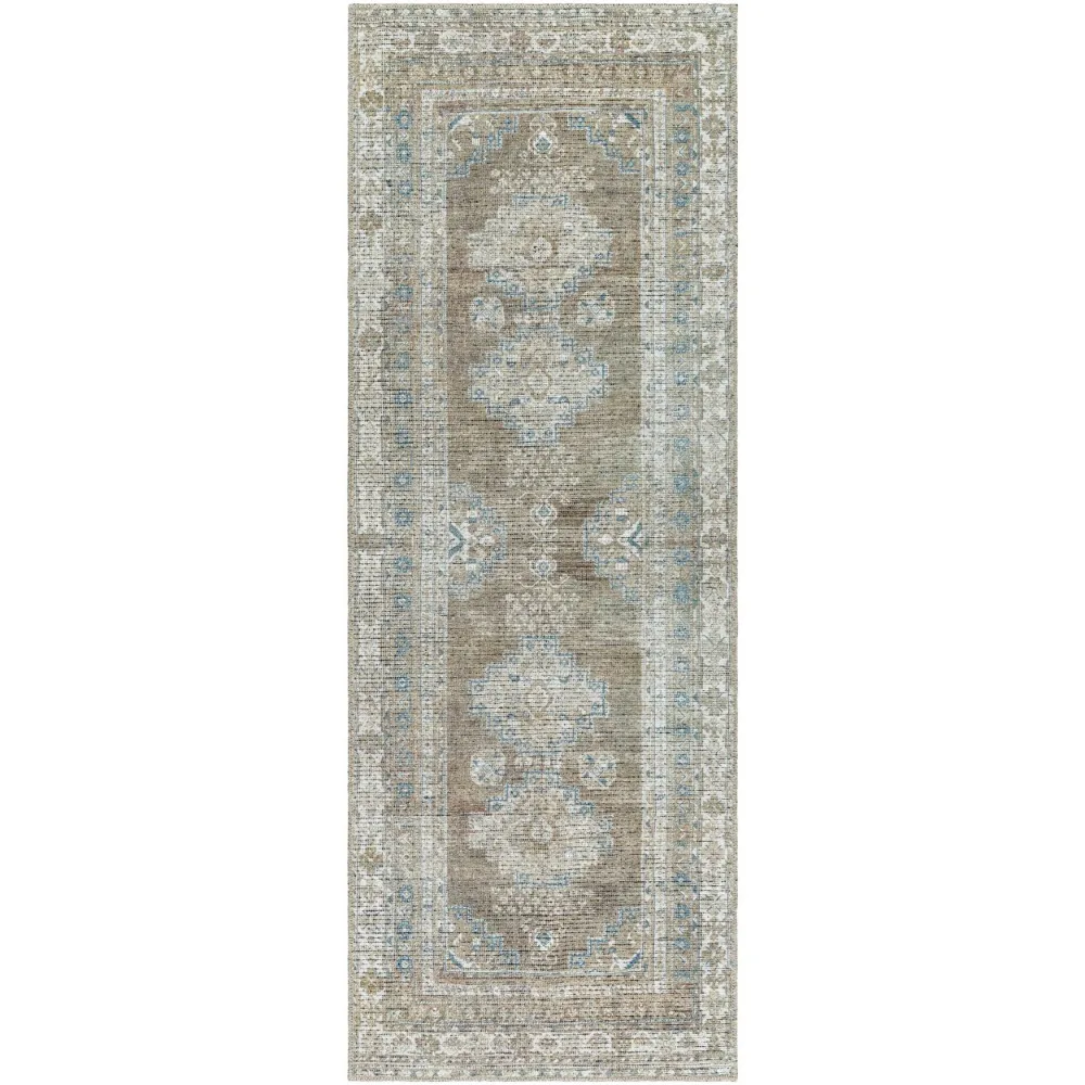 

Geo Medallion Runner Washable Non-Skid Area Rug, Sage, 2'5 x 7'