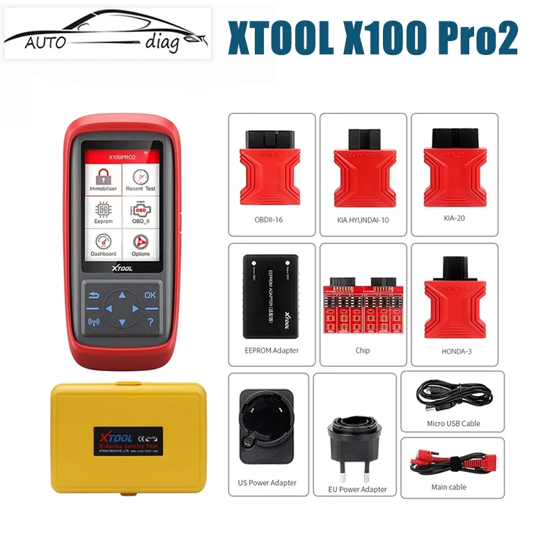 

Xtool X100 Pro2 OBD2 Car Diagnostic Tool IMMO Code Reader Scanner Key ECU Programmer Correction with EEPROM Adapter Free Update