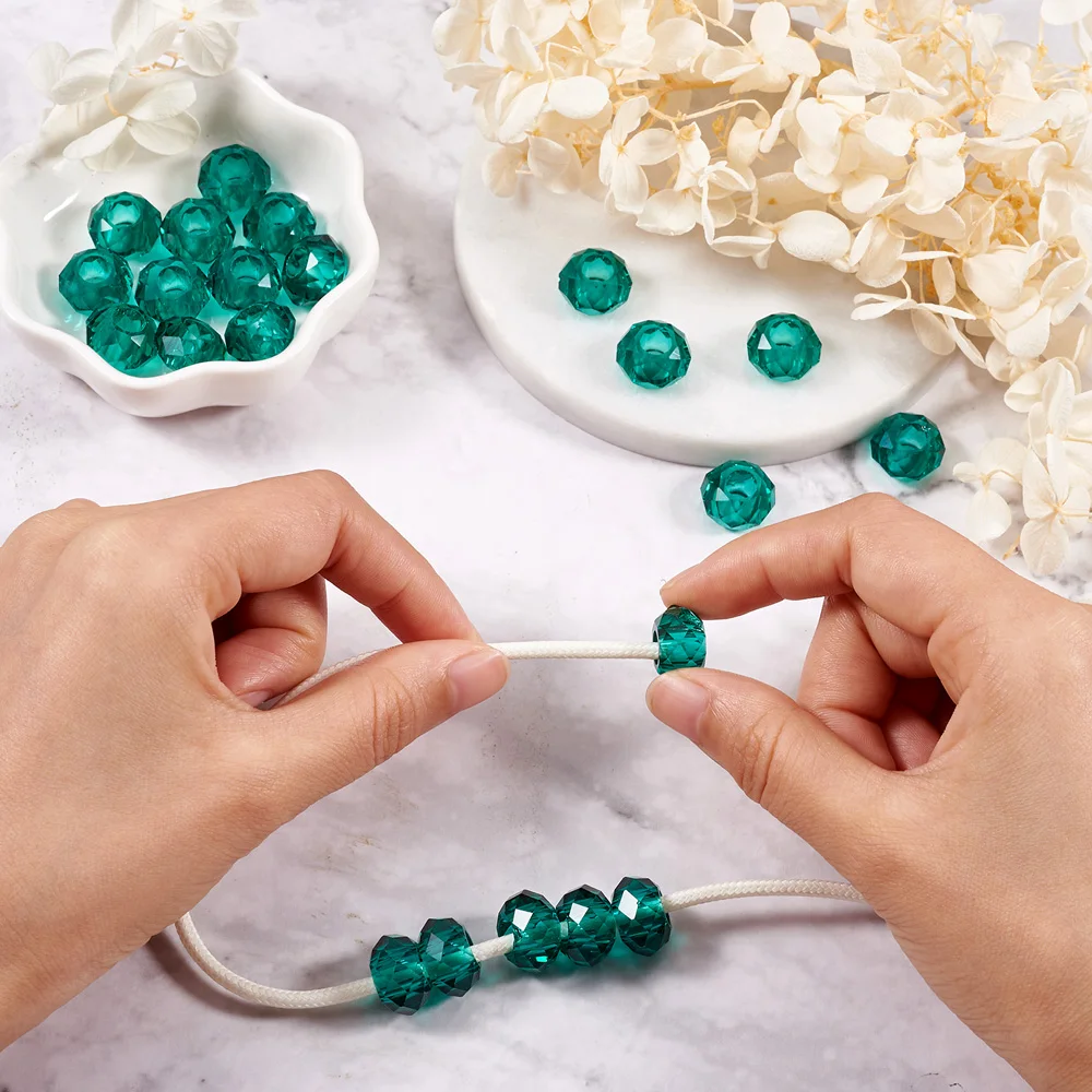 100pcs Glass European Beads Large Hole Beads Faceted Rondelle for Jewelry Making DIY Charm Bracelet Necklace Bangle hole: 5mm