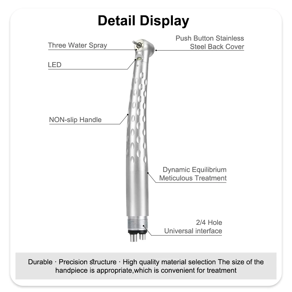 XYSZ Handpiece gigi LED kecepatan tinggi, turbin udara kepala standar Generator E bantalan keramik ujung dokter gigi semprotan Air tiga