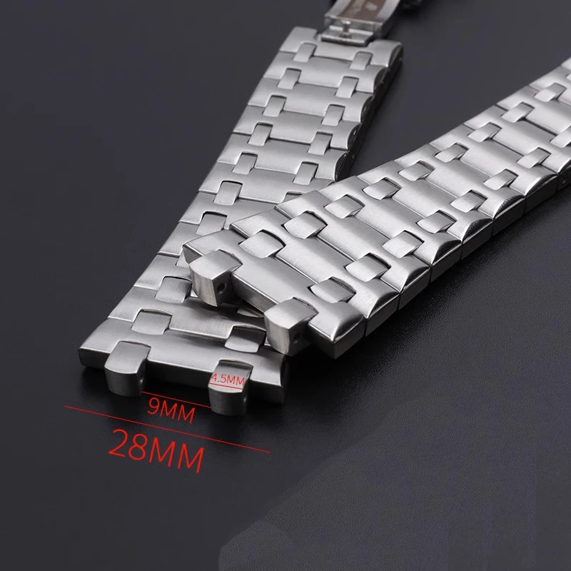 For Ap Royal Oak Offshore Watch Diameter 42mm Solid Stainless Steel Watch Strap 28mm Concave-Convex 15710 26470 Watchbands