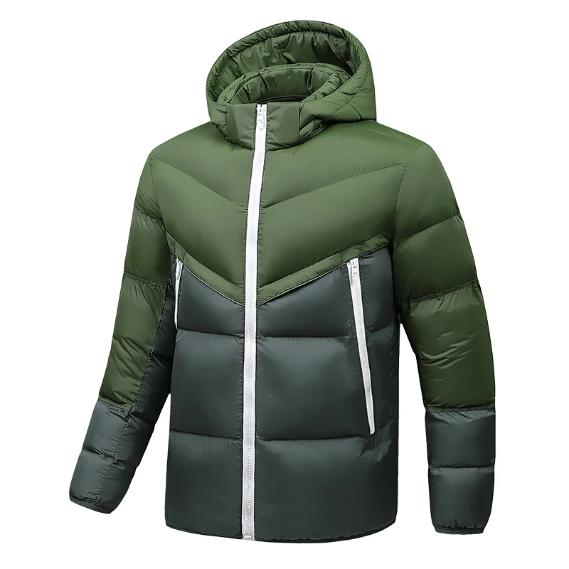 2024 New Arrival Men\'s Winter Hooded Jacket Luxury Trendy Splicing Thick Warm Parka Casual Ski Windproof Down Cotton Padded Coat