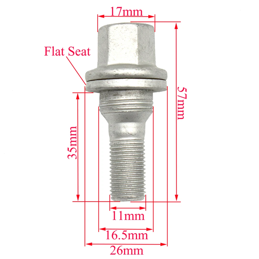 4x Wheel Nuts Bolts Screw M12x1.25 Screws For Peugeot 407 508 607 1007 5008 Expert Partner Citroen Berlingo DS3 DS4 DS5 17mm HEX