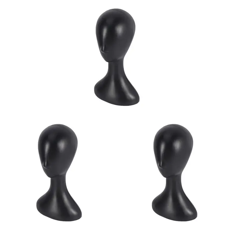 

NEW-3X Lady High Plastic Head Wig Head Female Model Head Black
