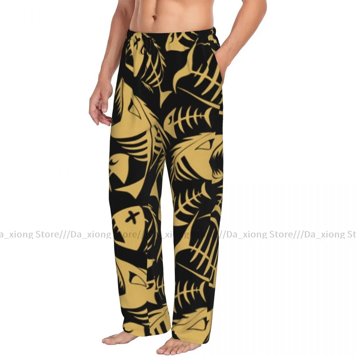 Golden Fish Skeletons Mens Pajamas Pyjamas Pants Lounge Pants Sleep Bottoms