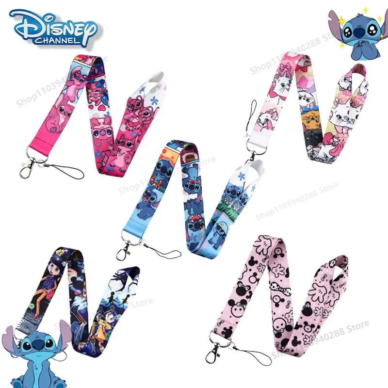 Disney Stitch Lanyard Cute Cartoon Anime Mickey Mobile Phone Bag Lanyard Card Holder Identification Fashion Accessory for Gifts