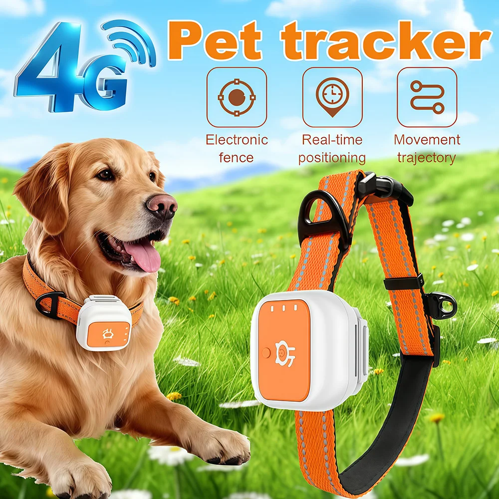 

4G Smart Pet Tracker Locator Cats Dogs Anti-Loss Neck Collar Real-Time Tracking No Distance Limit Waterproof for IOS Android
