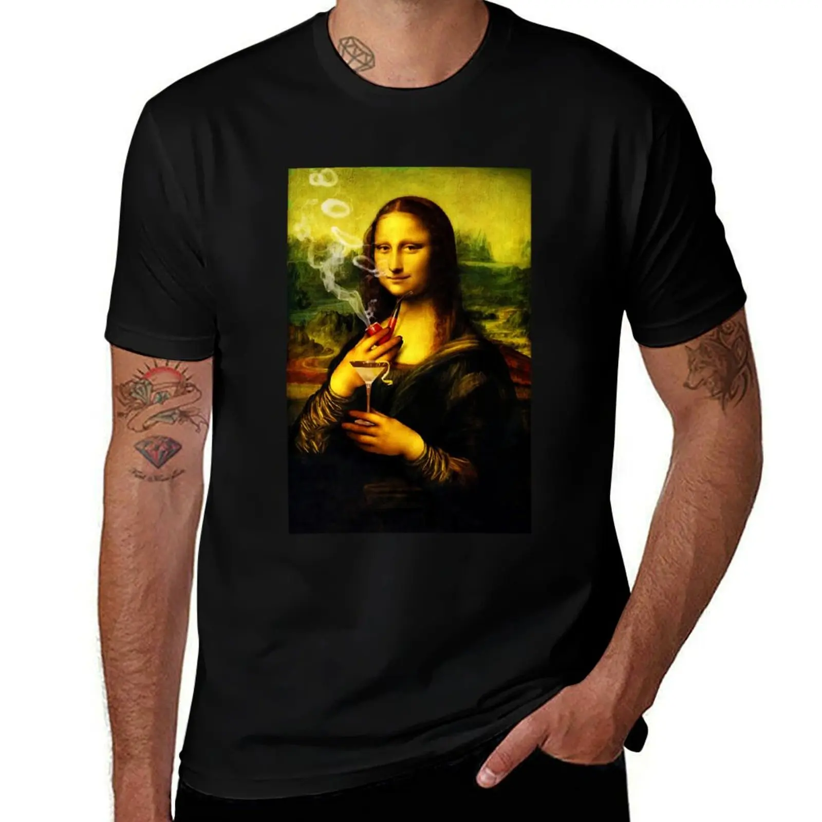 

man shirt T-Shirt men t plain t Cigarette Smoke funny for cotton T-Shirt brand t 100% man shirts shirt luxury cotton Lisa Mona