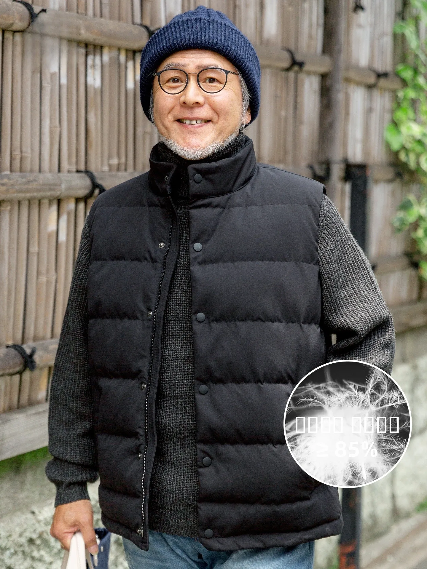 

Thickened down Vest Men's Fashion City Business Casual Style Pure Color Duck down Filling Warm Elderly Men's Outerwear