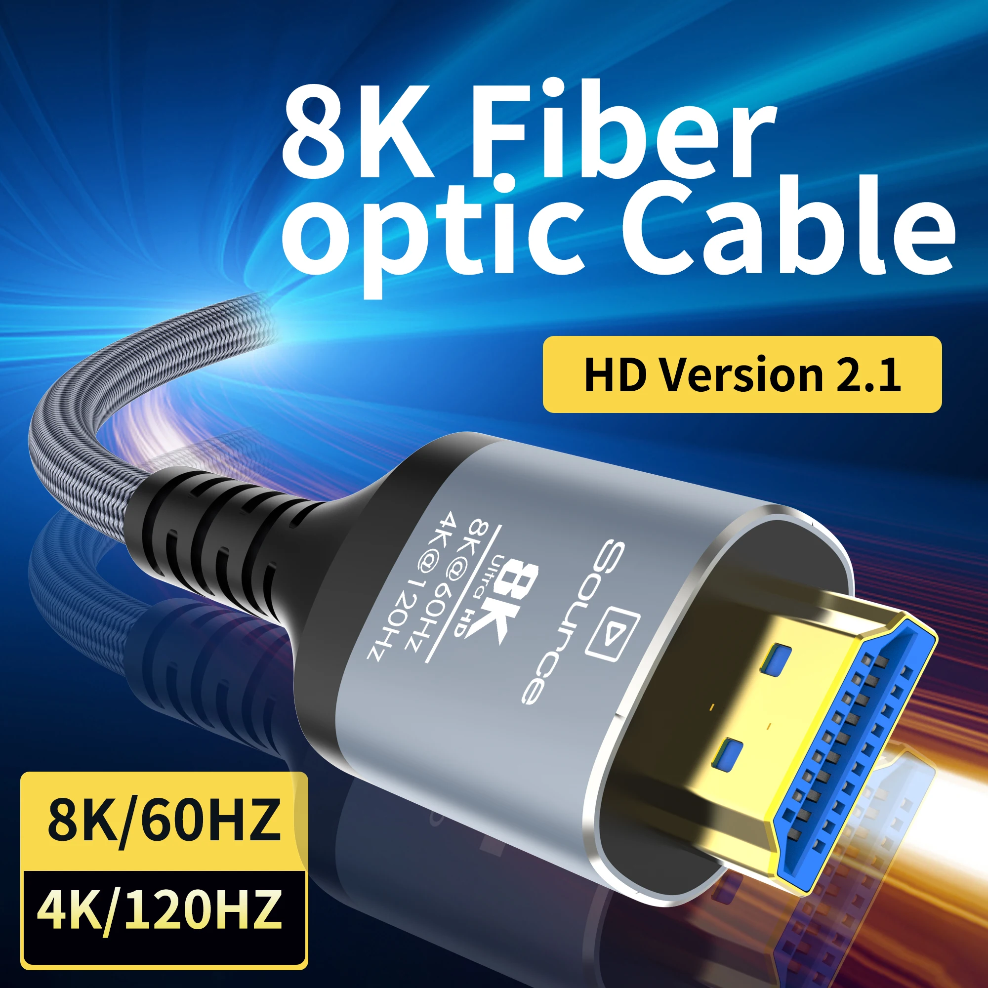 CYANMI 8K HDMI 2.1 Glasfaserkabel 8K@60Hz 4K@120Hz, HDMI-Kabel 8K 48Gbps High-Speed-HDMI mit Roku TV PS5 Xbox RTX3080 3090