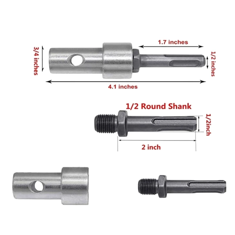 Adaptador soquete SDS, haste redonda, chave fenda, suporte adaptador, brocas