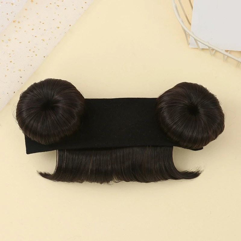 Diadema niña doble moño con flequillo y peluca rubia para bebé - imagen 2