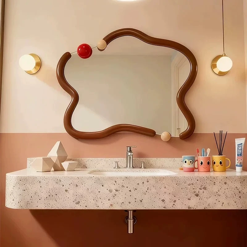 Irregular Retro Mirror Frame Kawaii Wall Sticker Mirror Vintage Bathroom Adornos Para El Hogar Home Decoration Accessories