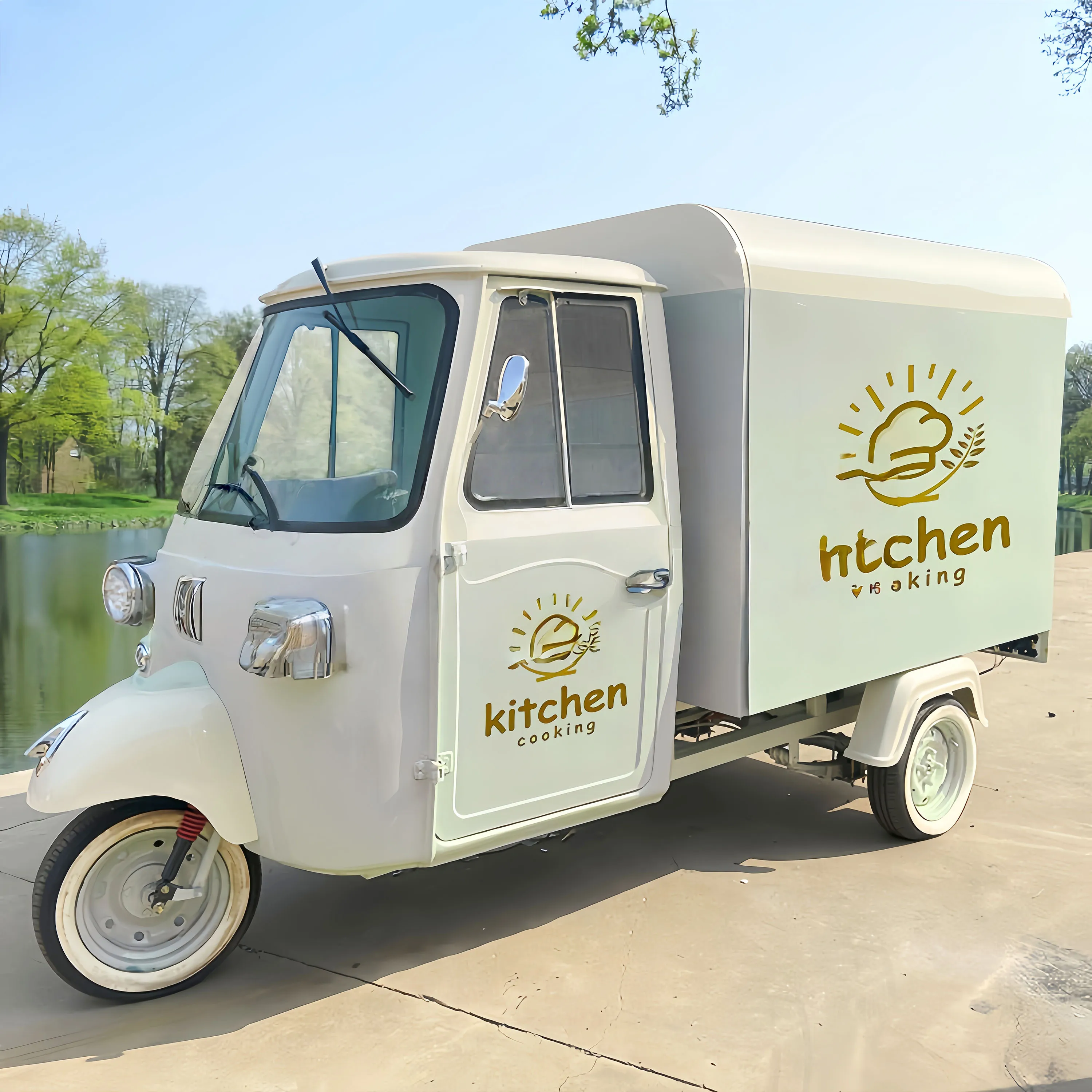 

Customizable Mobile Kitchen Food Truck Trailer Caravan Waffle Barbecue Juice Food Cart Electric Tricycle