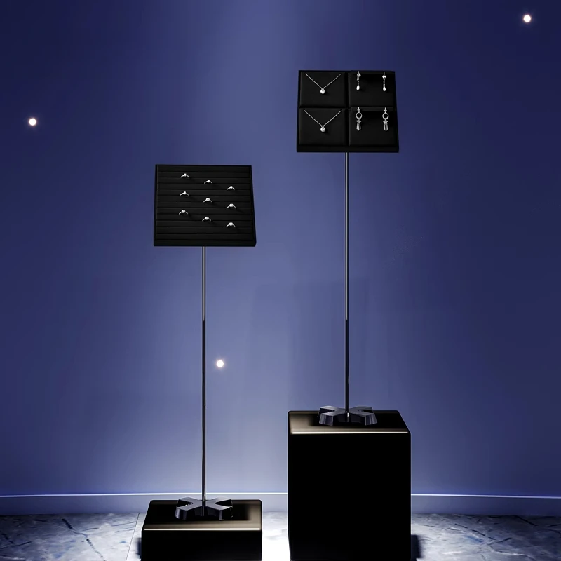 

Light luxury vertical jewelry display stand, metal microfiber ring, earring pendant, necklace display prop